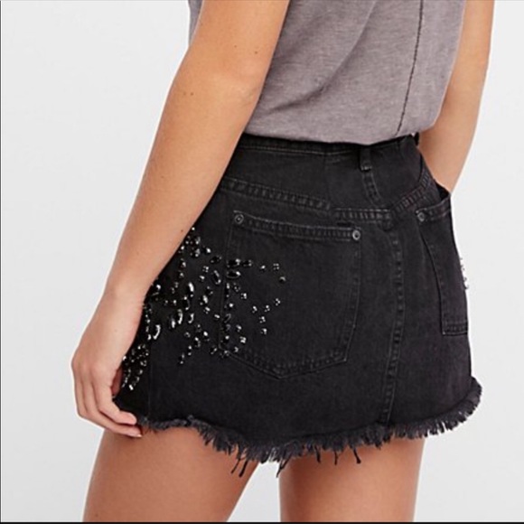 Free People Black Denim Miniskirt - Picture 6 of 6